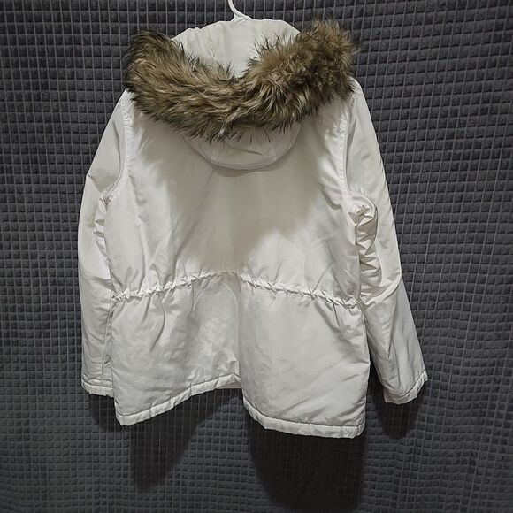 White Hooded Insulated Jacket Coat XL Fur Trim Zip Pennylane Ski Puffer Preppy - Picture 14 of 16